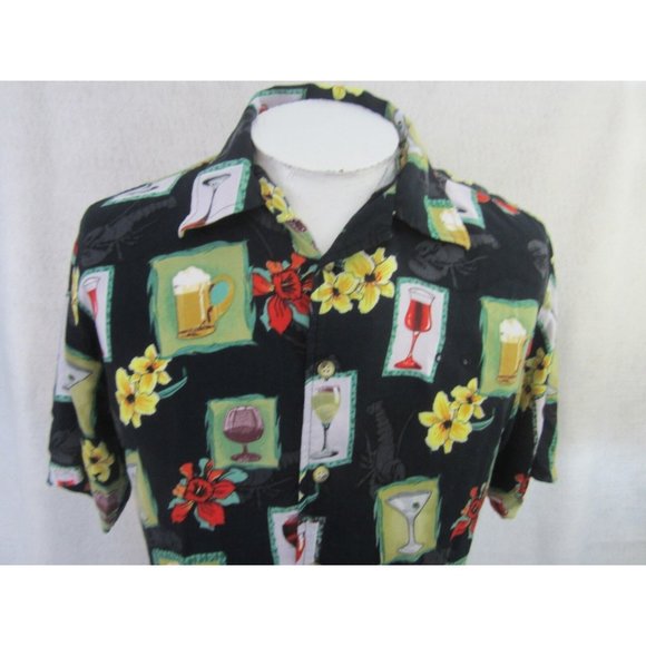 Blackwood vintage 1990s Men Hawaiian aloha shirt p2p 22" bartender cocktail luau - Picture 5 of 12